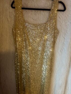 ASOS Gold Sequin Midi Dress